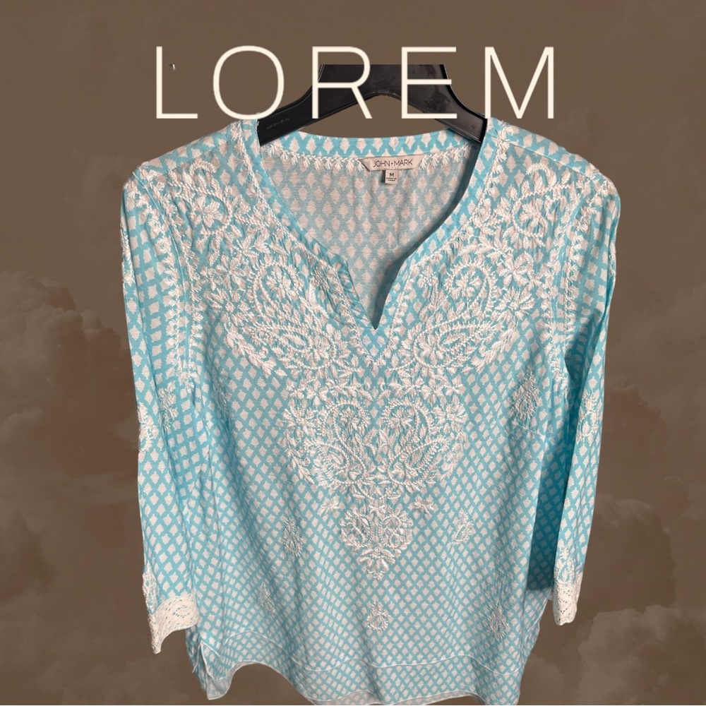 John Mark Blue and White Women's Top